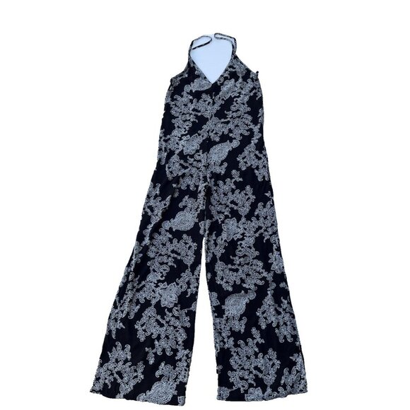 After Party By Nasty Gal Women’s Black Strappy Floral Wide Leg Jumpsuit Size XS - Picture 2 of 16